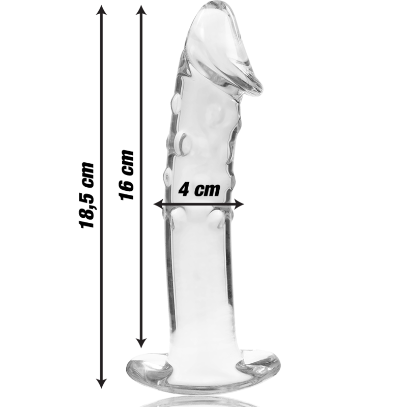 NEBULA SERIES BY IBIZA - MODELLO 19 DILDO IN VETRO BOROSILICATO TRASPARENTE 18.5 CM -O- 4 CM