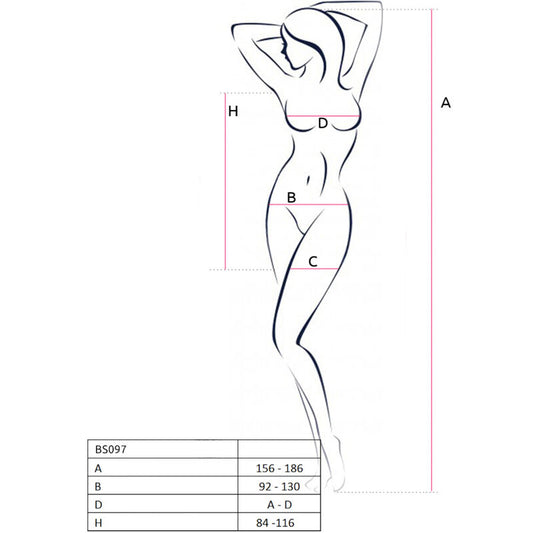 PASSION - BS097 BODYSTOCKING NEGRO TALLA UNICA