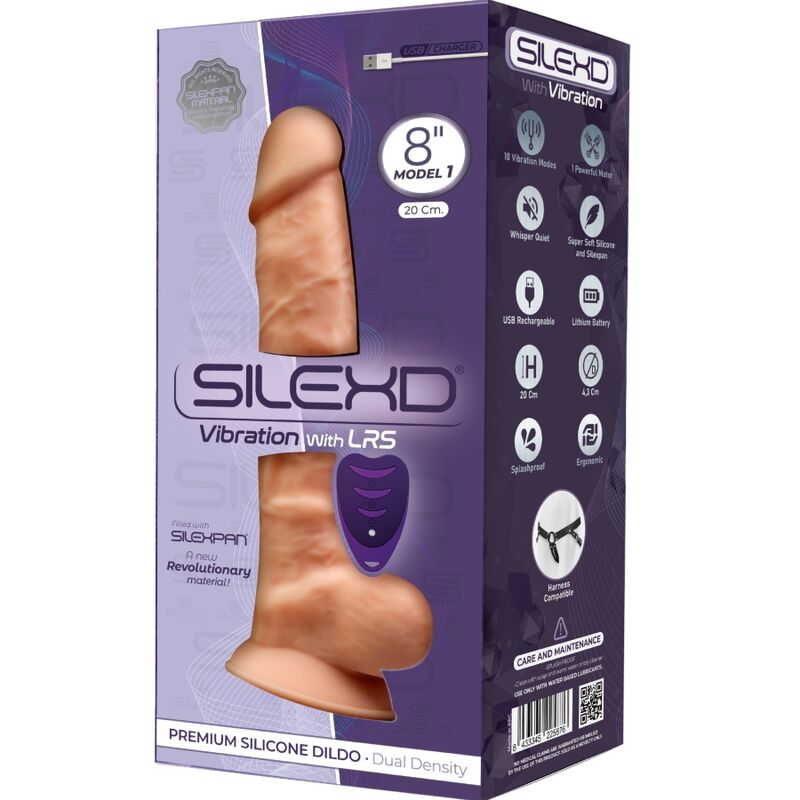 SILEXD - MODELLO 1 VIBRATORE PENE REALISTICO IN SILICONE PREMIUM SILEXPAN TELECOMANDO 20 CM