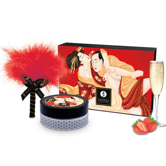 SHUNGA - KIT POLVERE DA MASSAGGIO COMMESTIBILE ALLA FRAGOLA