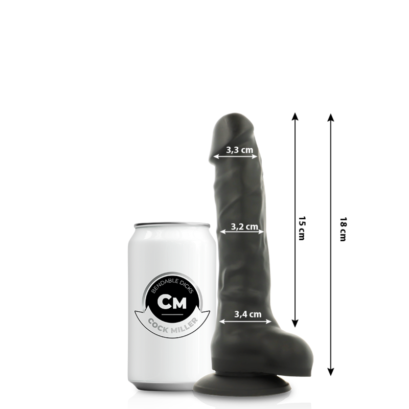 COCK MILLER - COCKSIL IN SILICONE DENSIT ARTICOLABILE NERO 18 CM