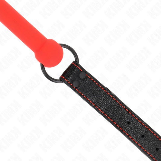 KINK - BONE GAG WITH LEATHERETTE STRAP RED ADJUSTABLE 41-57 CM
