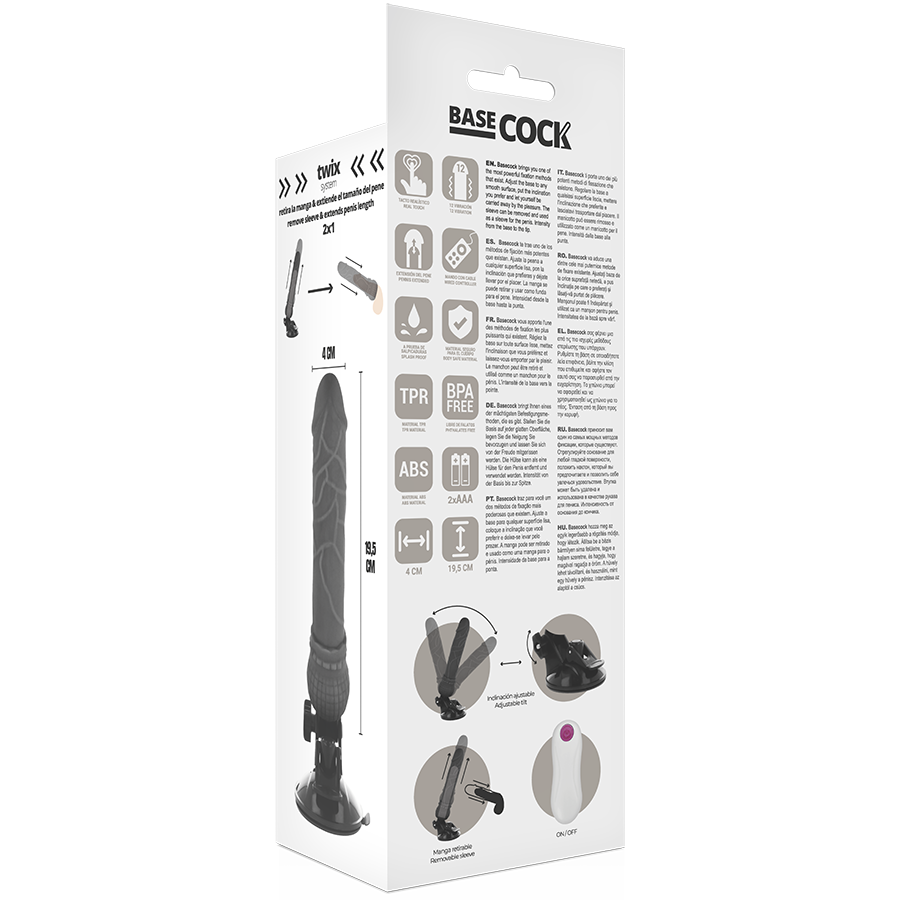 BASECOCK - VIBRATORE TELECOMANDO NATURALE REALISTICO 19.5 CM -O- 4 CM