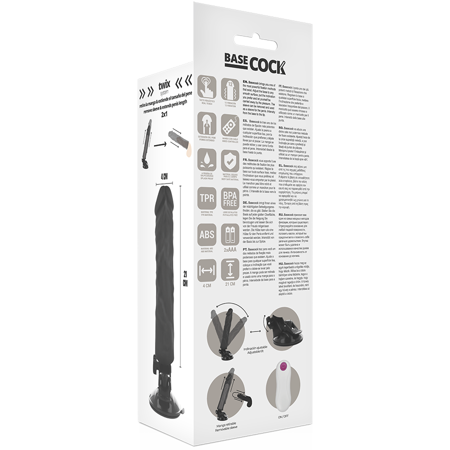 BASECOCK - VIBRATORE REALISTICO TELECOMANDO NATURALE 21 CM -O- 4 CM